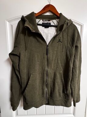 Jordan Olive Green Full-Zip Hooded Sweatshirt